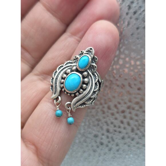 Native American Carolyn Pollack STERLING SILVER TURQUOISE RING SIGNED SIZE 6